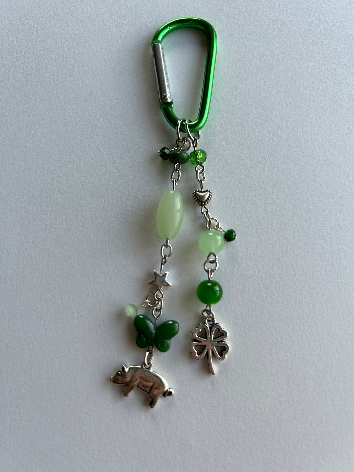 good luck babe green carabiner