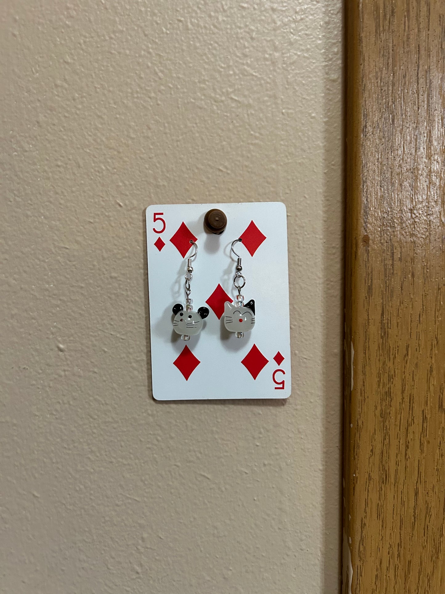 cat n mouse earrings -silver