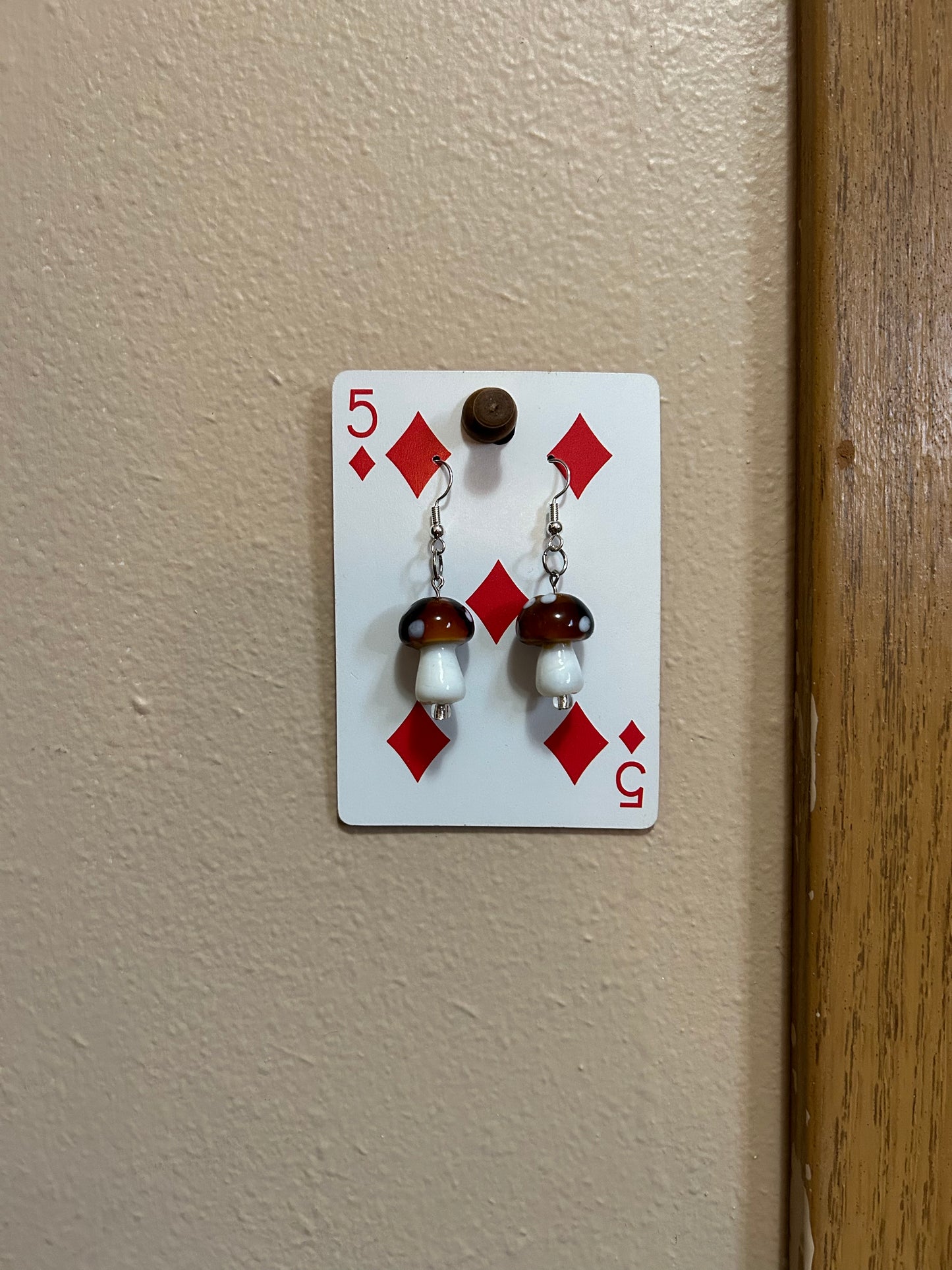 brown mushroom earrings - silver