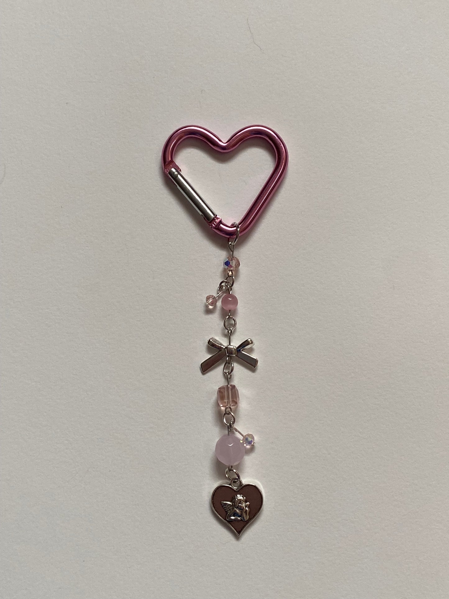 pink cherub heart carabiner