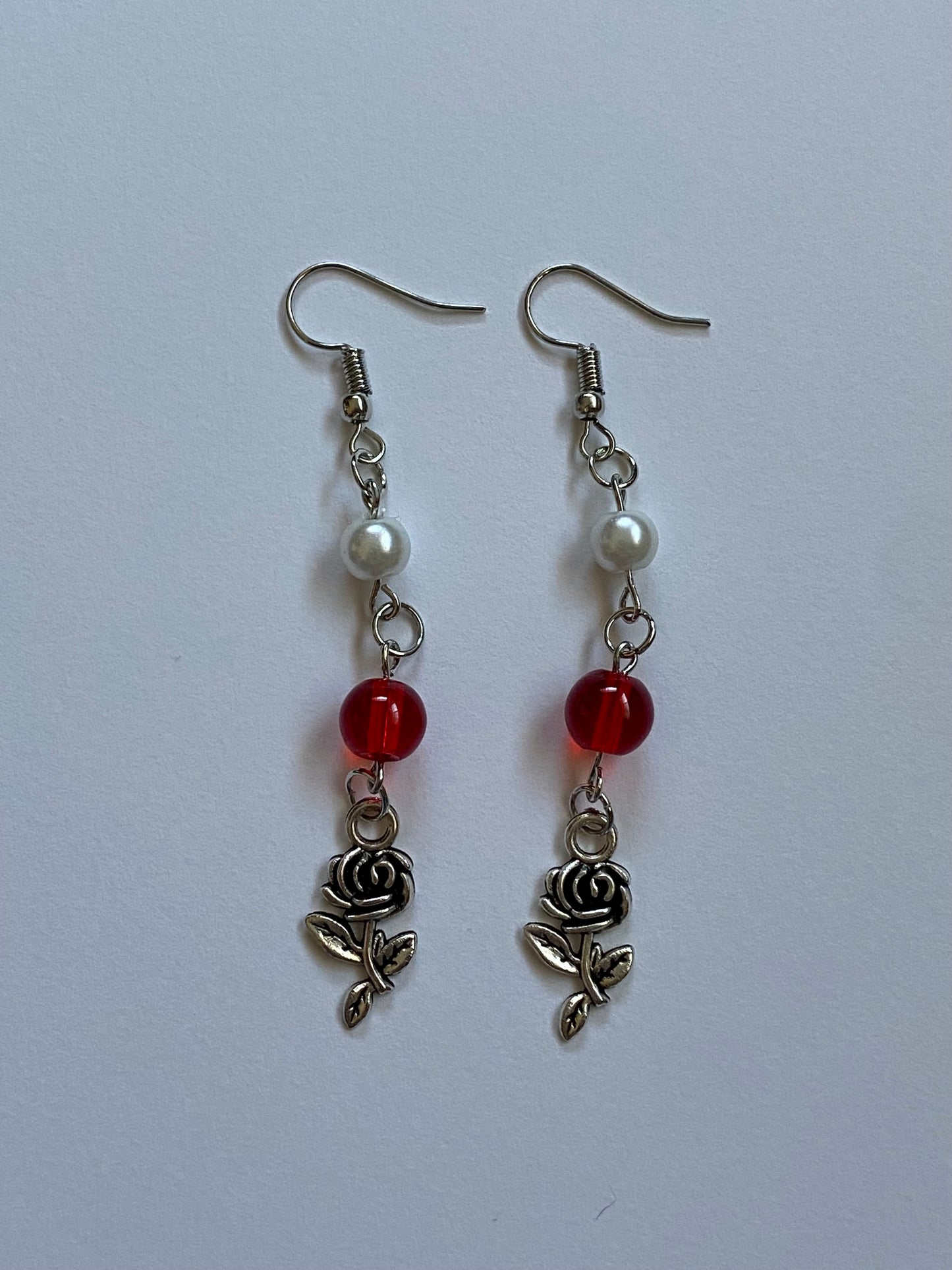 pearl rose earrings