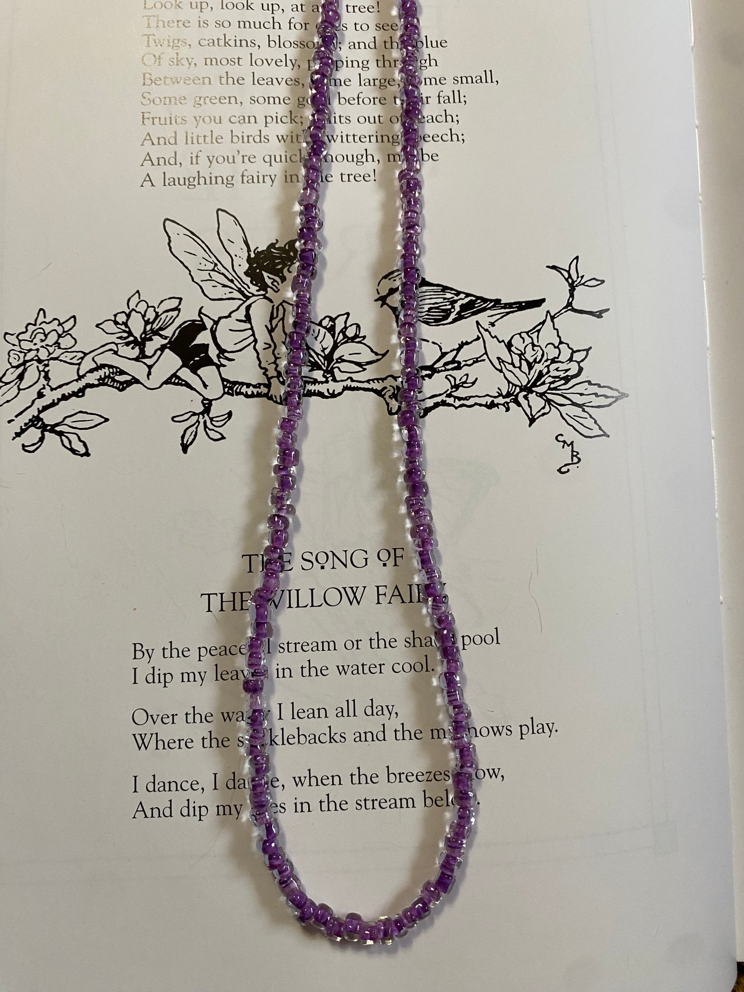 purple glass bead necklace