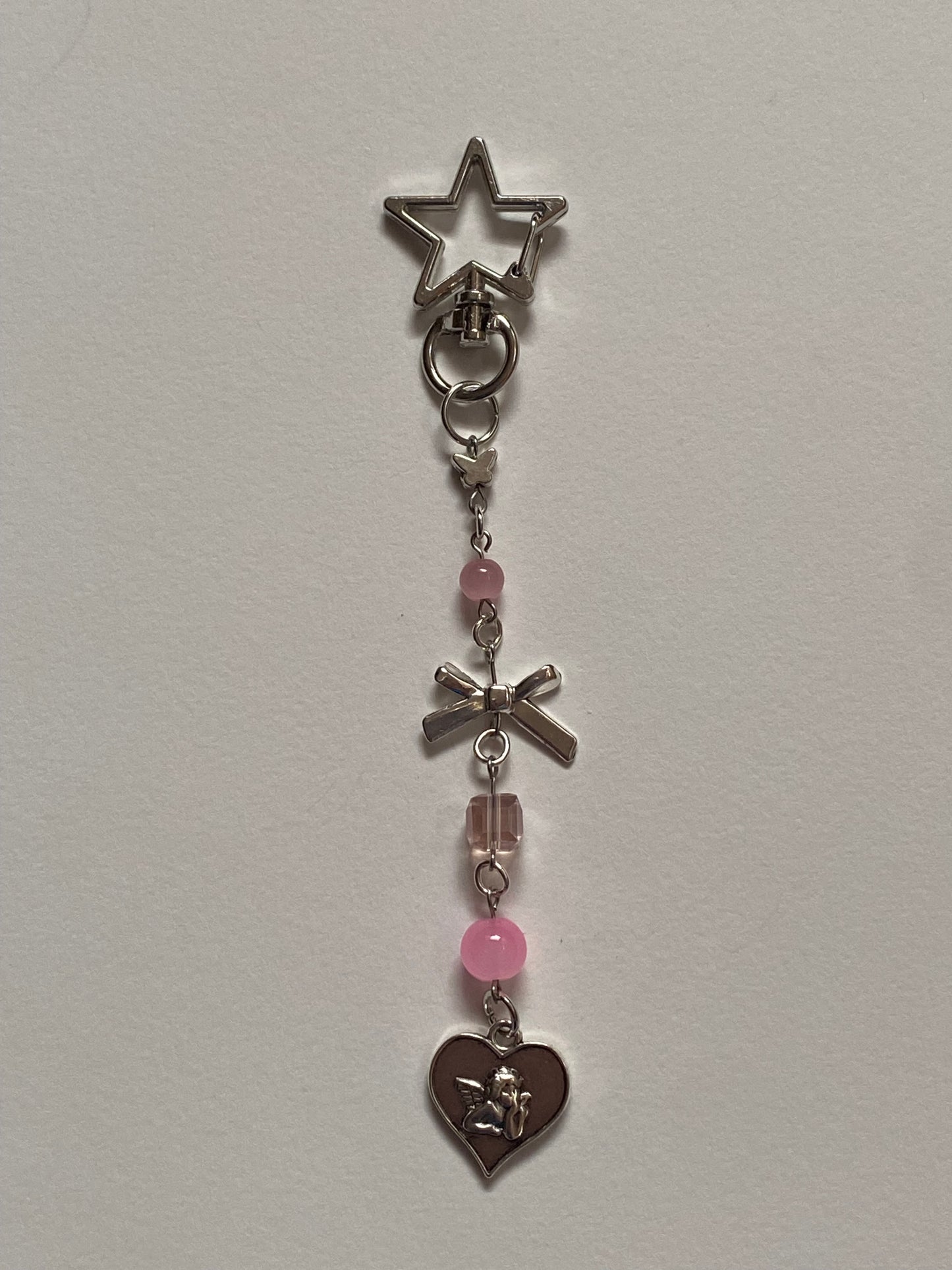 pink cherub star keychain