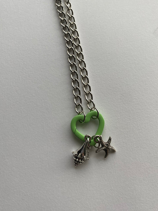 casual inspired carabiner necklace - green