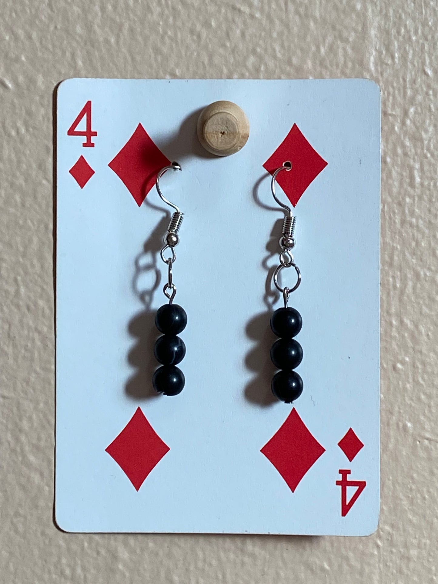 black crystal earrings - silver