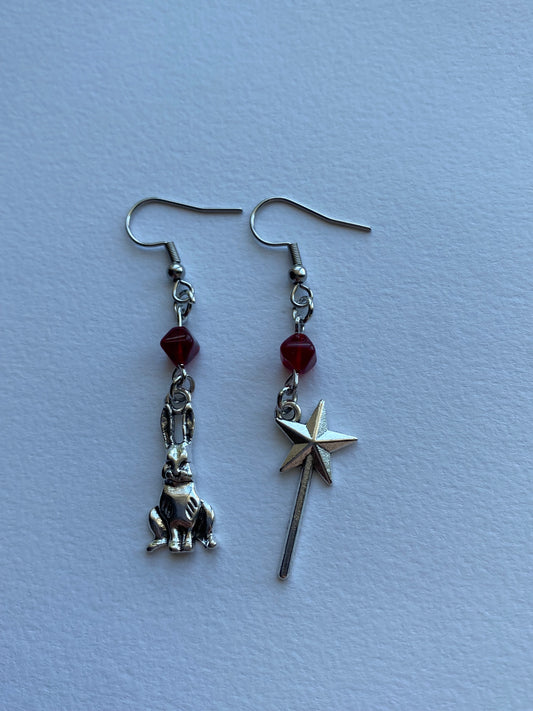 wand and a rabbit! - earrings diamonds
