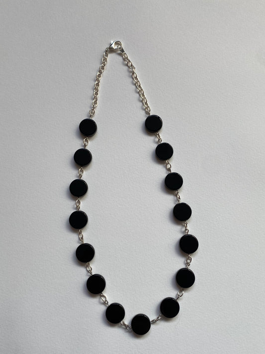 black glass coin necklace