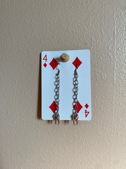 tooth n chain earrings