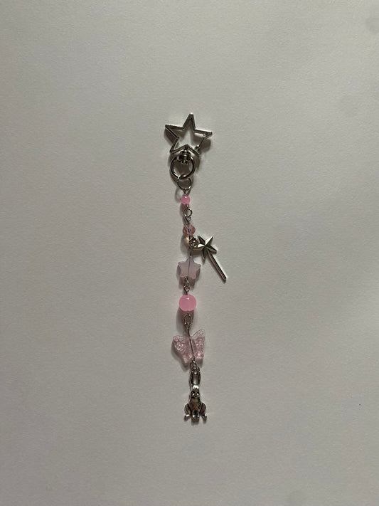 pink wine supernova star keychain
