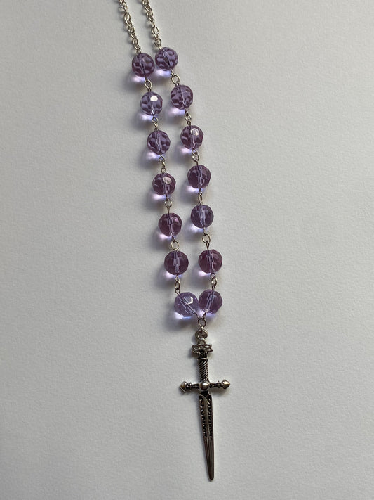 purple sword glass necklace