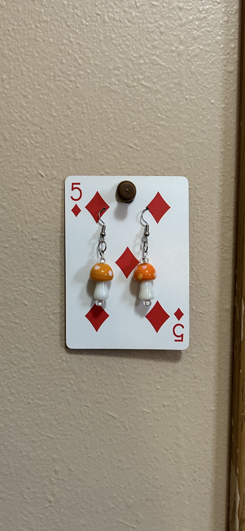 orange shroom earrings
