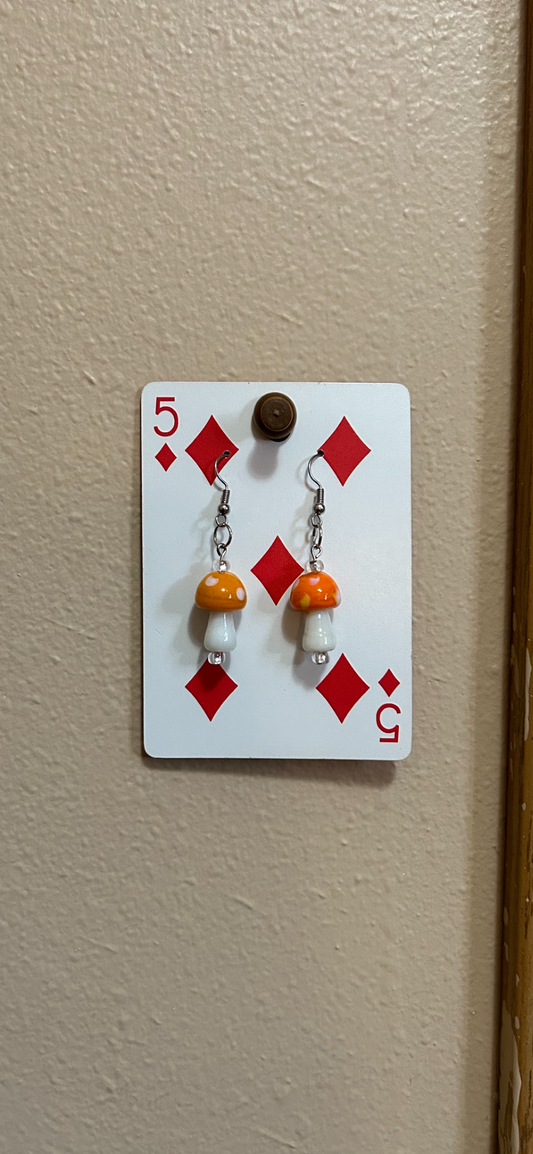 orange shroom earrings