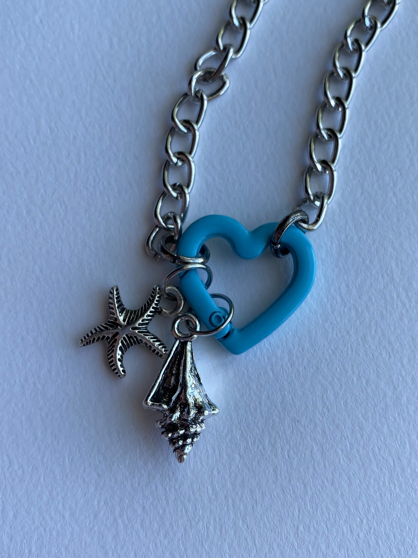mermaid heart carabiner necklace