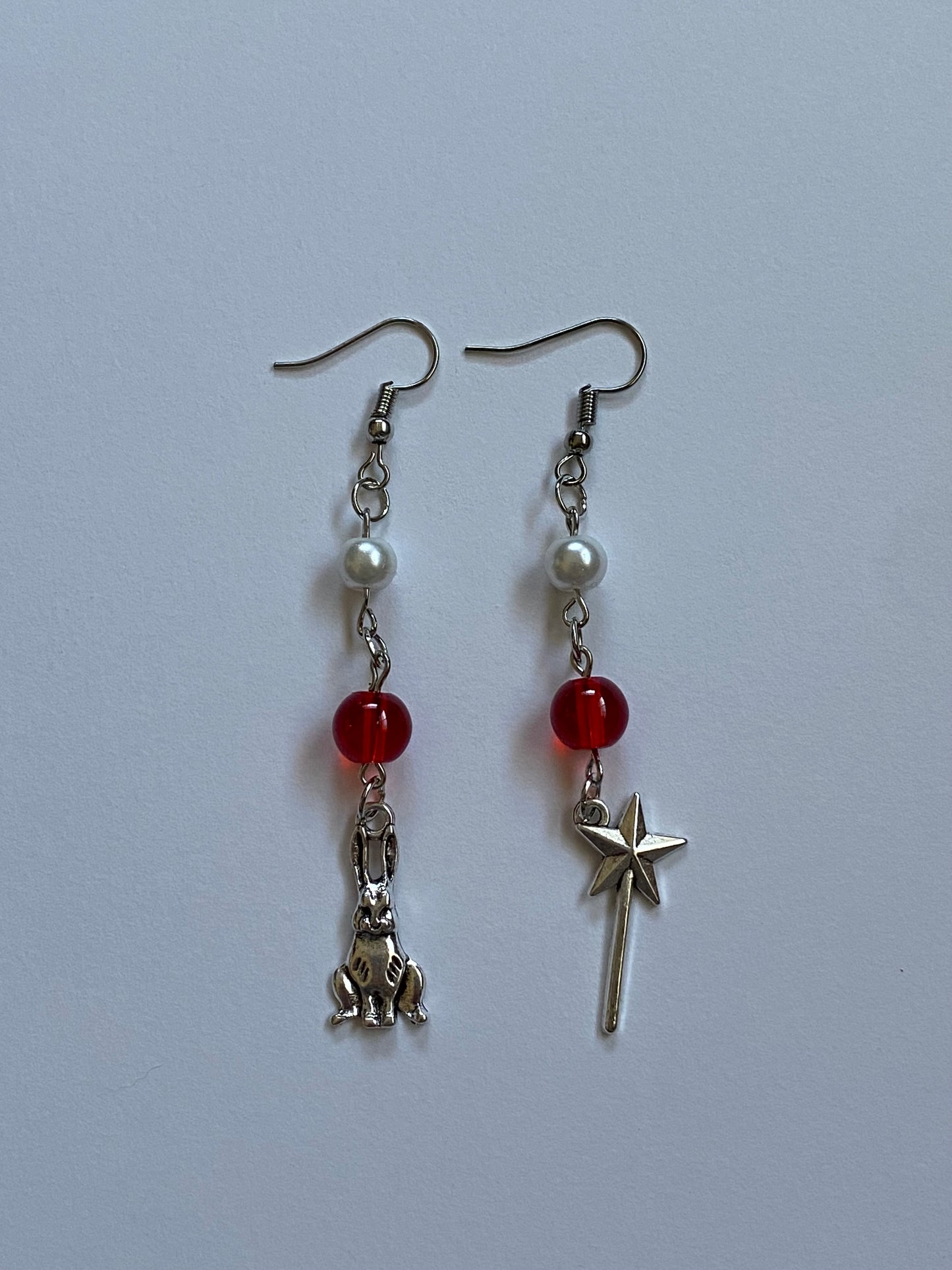 pearl wand & rabbit earrings