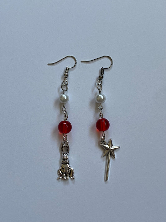 pearl wand & rabbit earrings