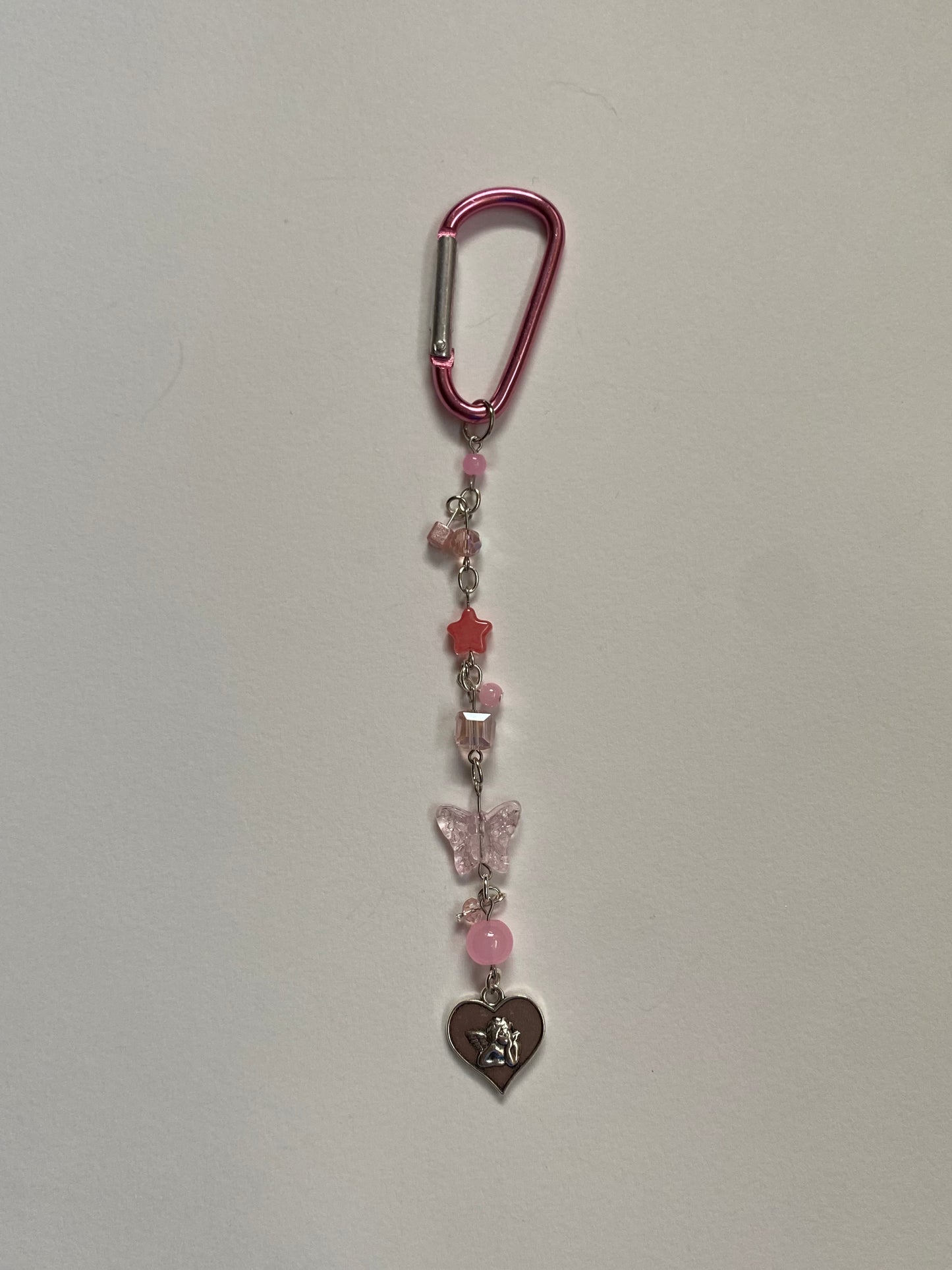 pink cherub carabiner w butterfly