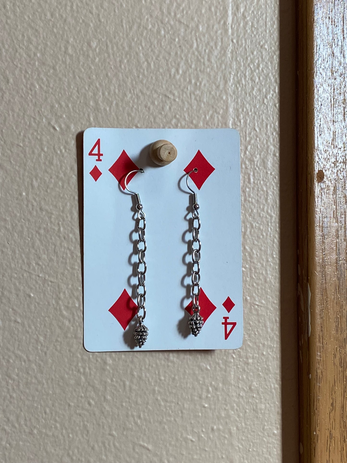 pine cone n chain earrings