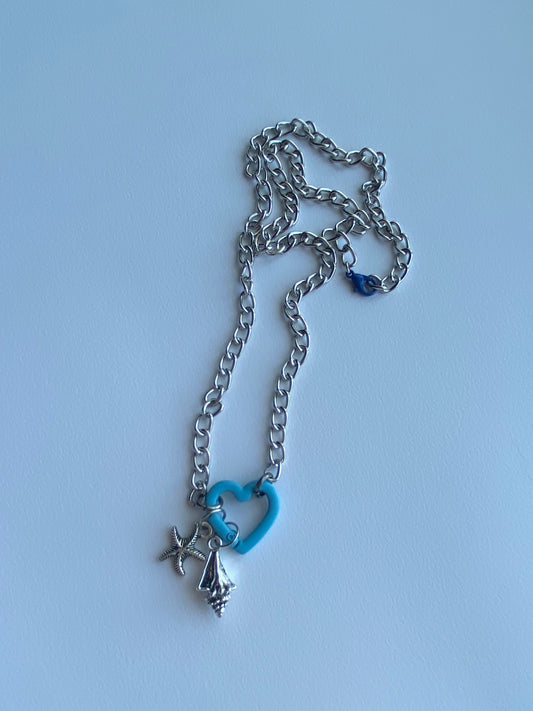 mermaid heart carabiner necklace