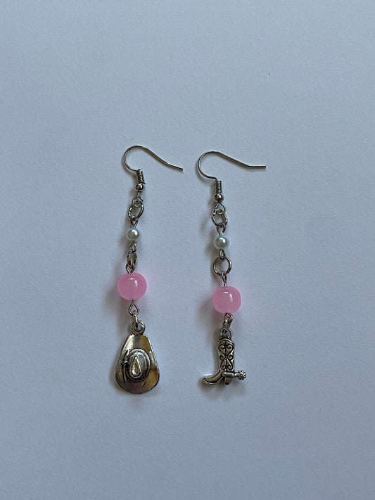 pink pony club pearl earrings