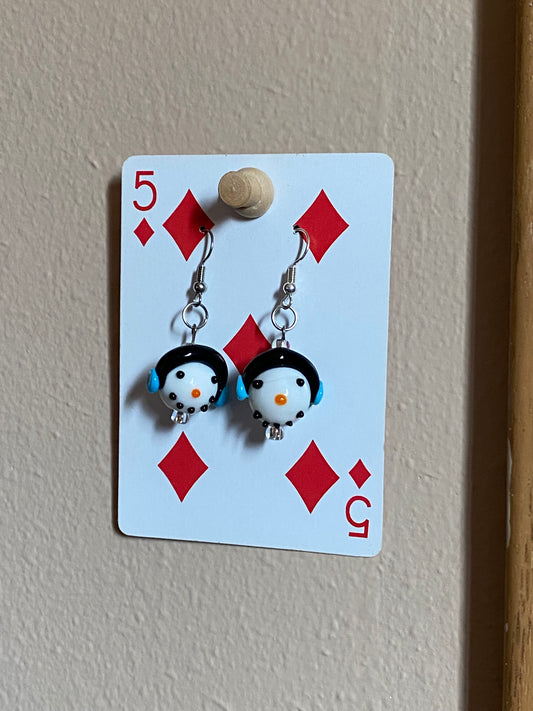 snow person earrings - silver