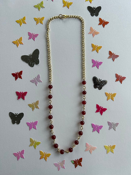 dark red & gold necklace