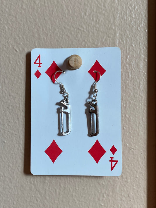 silver saw tool earrings