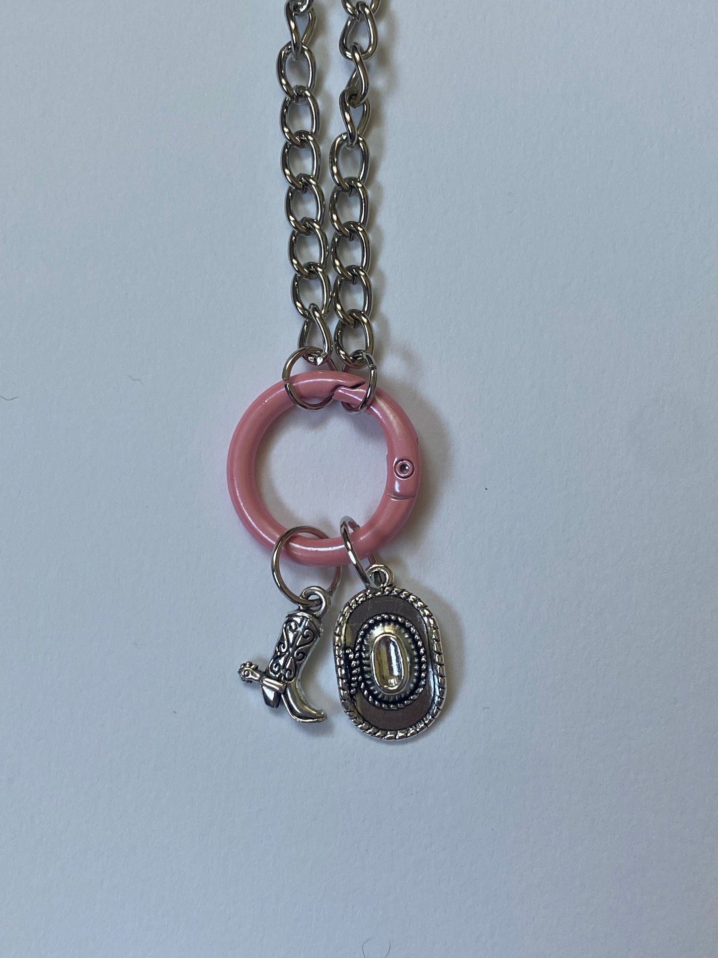 pink pony circle carabiner necklace
