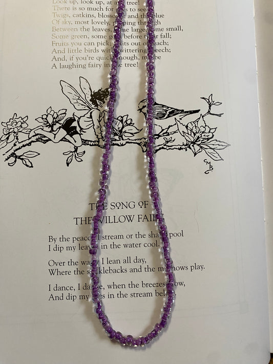 purple glass bead necklace