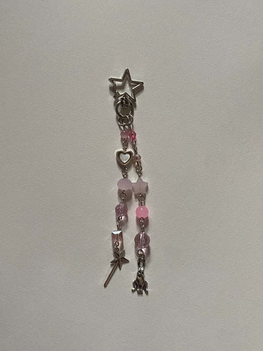 pink wand supernova star keychain