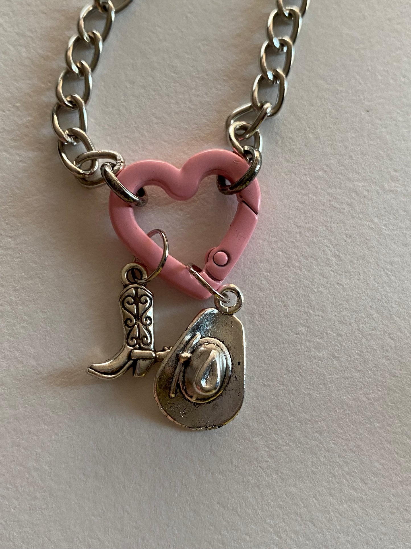 pink pony club heart carabiner necklace