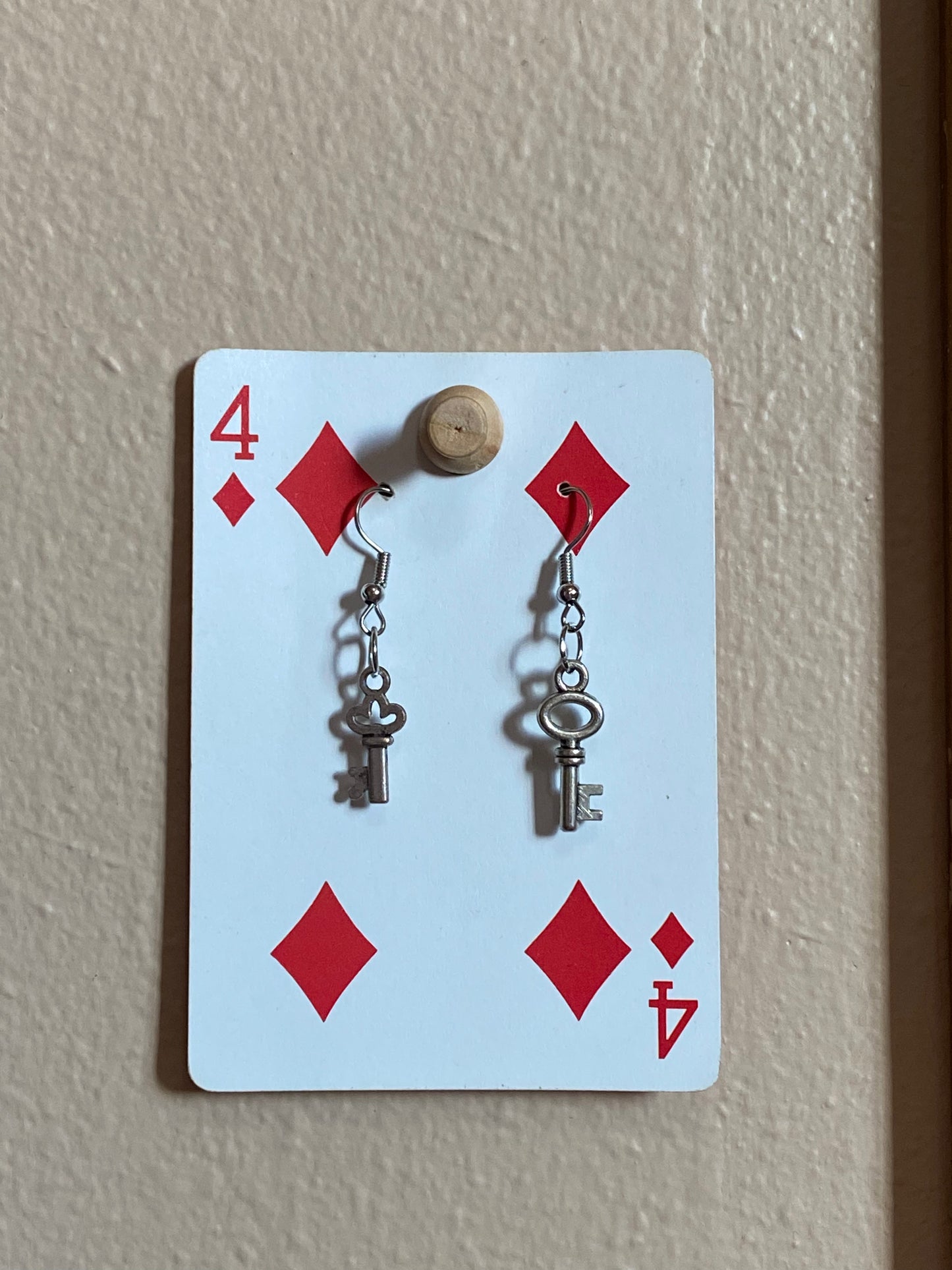 small key earrings - silver