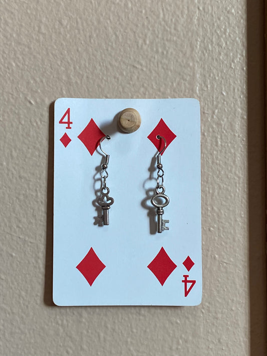 small key earrings - silver